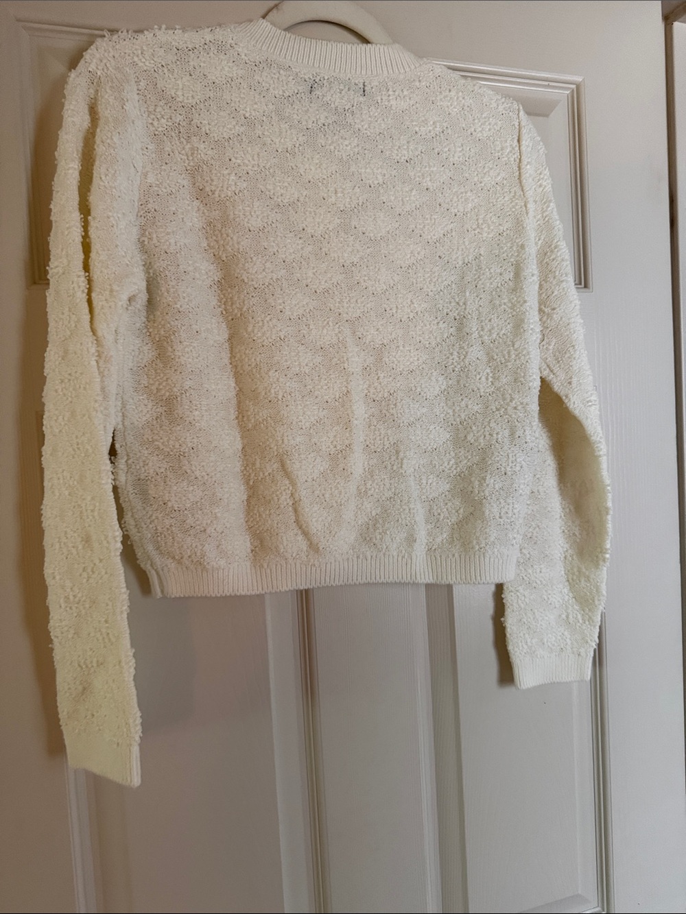 Mango Cream Textured Teddy Cardigan with Gold Buttons - Picture 5 of 8
